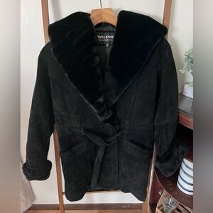 Wilson Black Teddy Shearling Tie-Waist Jacket